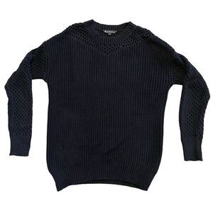 ATHLETA black crochet knit crew neck chunky oversized sweater size‎ Small